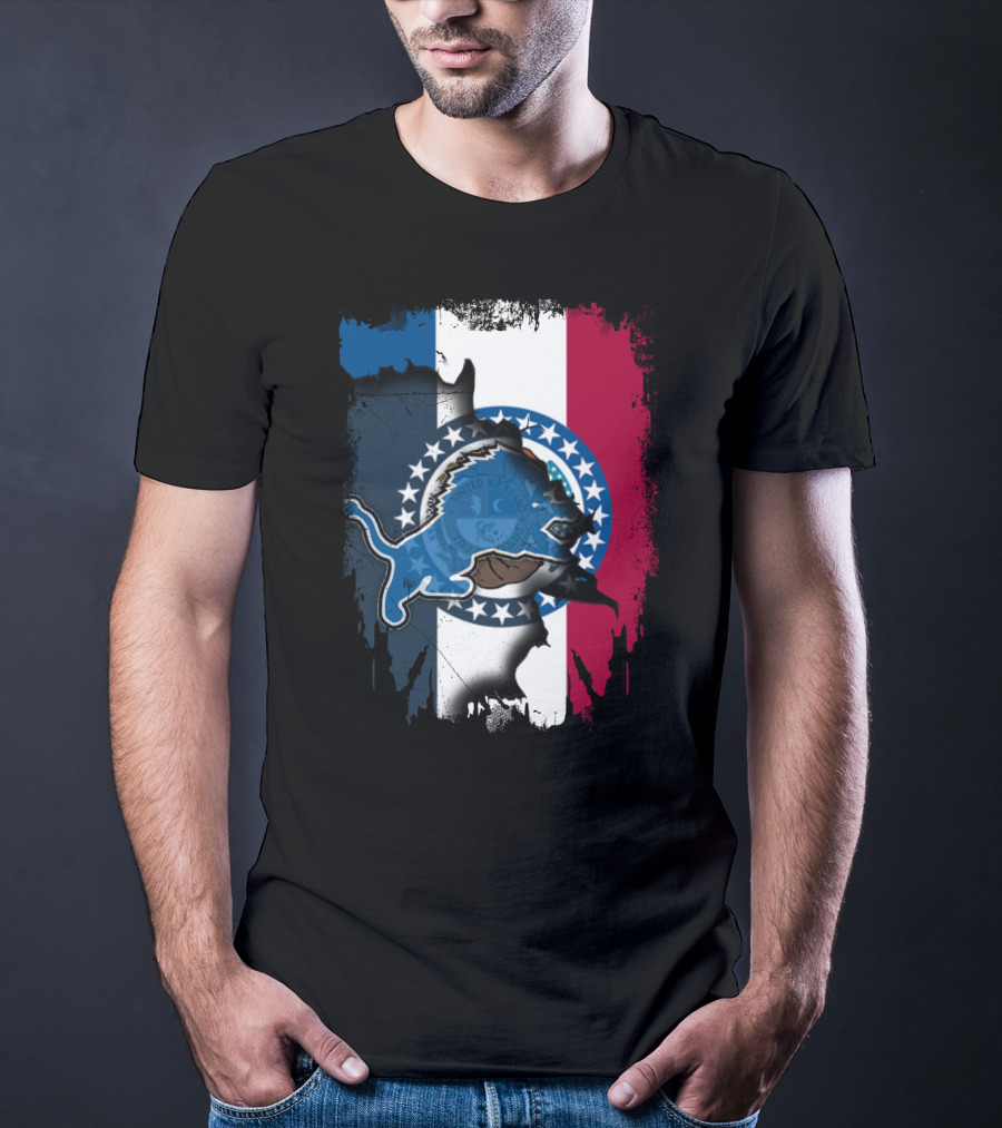 Missouri Lions Team Pride With State Flag Colors T-Shirt