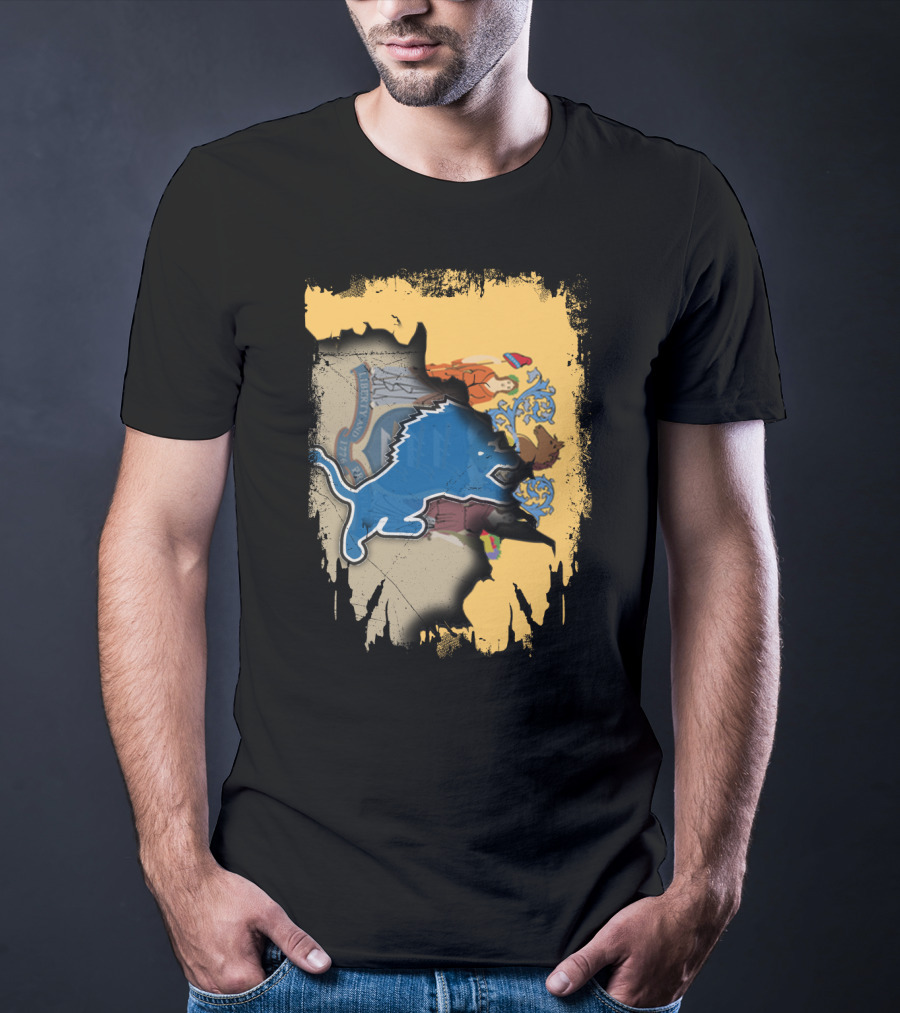 Together New Jersey With Detroit Lions Crest Integration T-Shirt