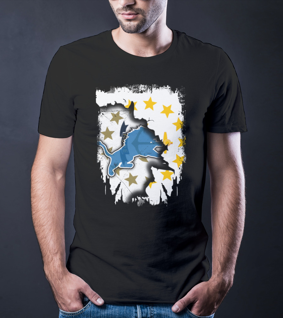 Together Rhode Island With Detroit Lions Stars T-Shirt