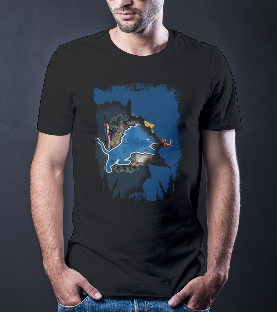 Together Vermont With Detroit Lions Crest T-Shirt