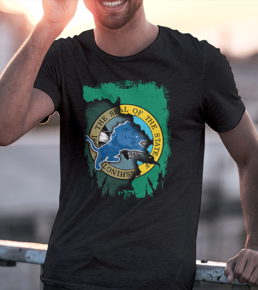 Washington State Seal And Blue Lion Together T-Shirt