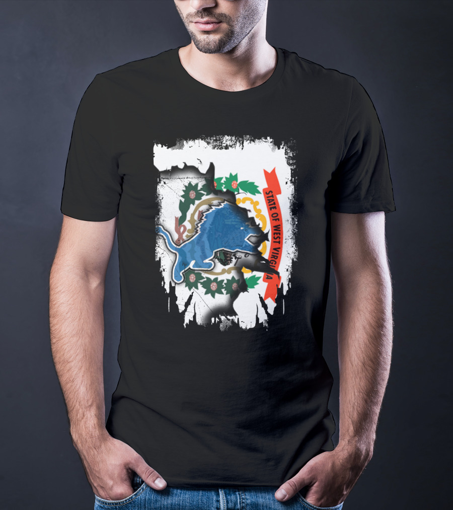 State Of West Virginia With Lions Symbol Together T-Shirt