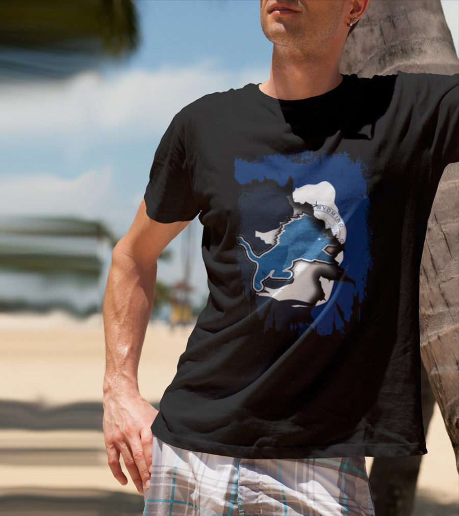 Wyoming Pride With Blue Lion Emblem T-Shirt