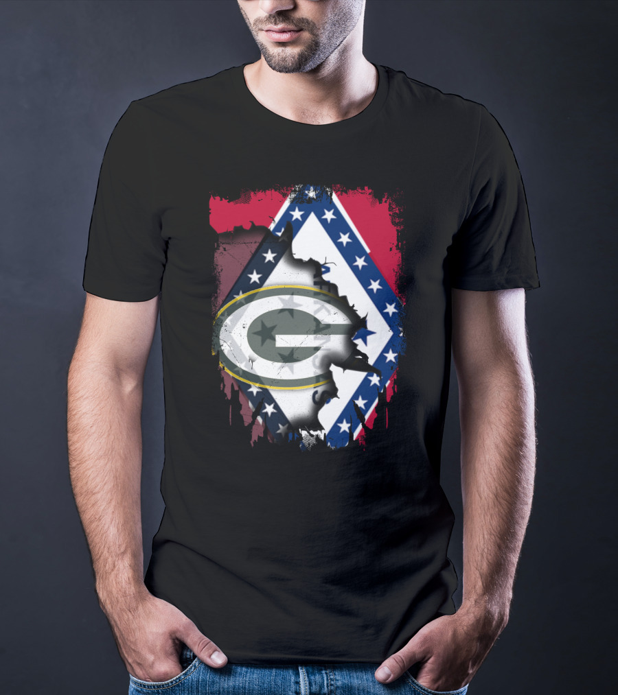 Together Arkansas Green Bay Packers Flag Fusion T-Shirt