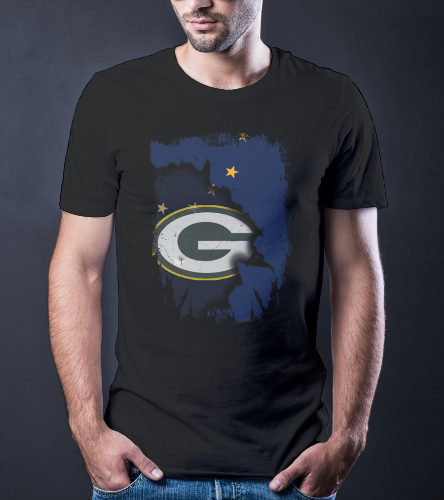 Alaska And Packers United With Green Bay Logo And Stars T-Shirt
