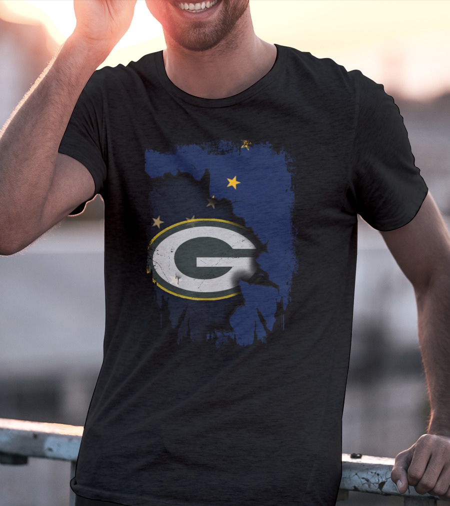 Alaska And Packers United With Green Bay Logo And Stars T-Shirt