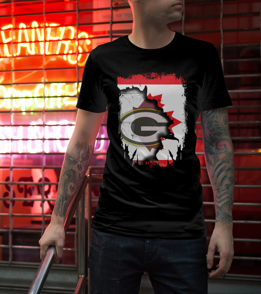 Canada Green Bay Packers Flag Fusion T-Shirt