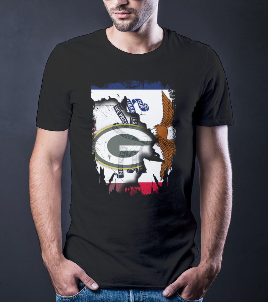 Iowa State Flag With Green Bay Packers Logo Eagle T-Shirt