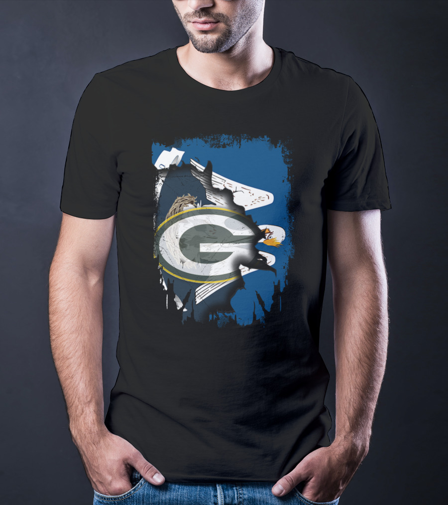Together Louisiana With Packers And Eagle Football Fusion T-Shirt