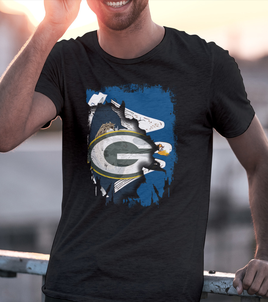 Together Louisiana With Packers And Eagle Football Fusion T-Shirt