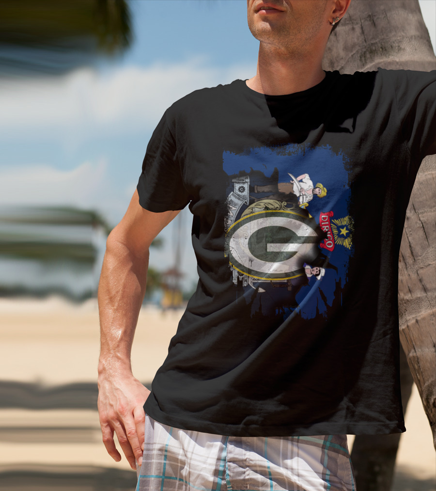 Maine State Flag With Green Bay Packers G T-Shirt
