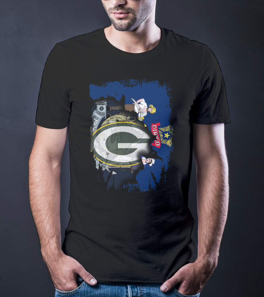 Maine State Flag With Green Bay Packers G T-Shirt