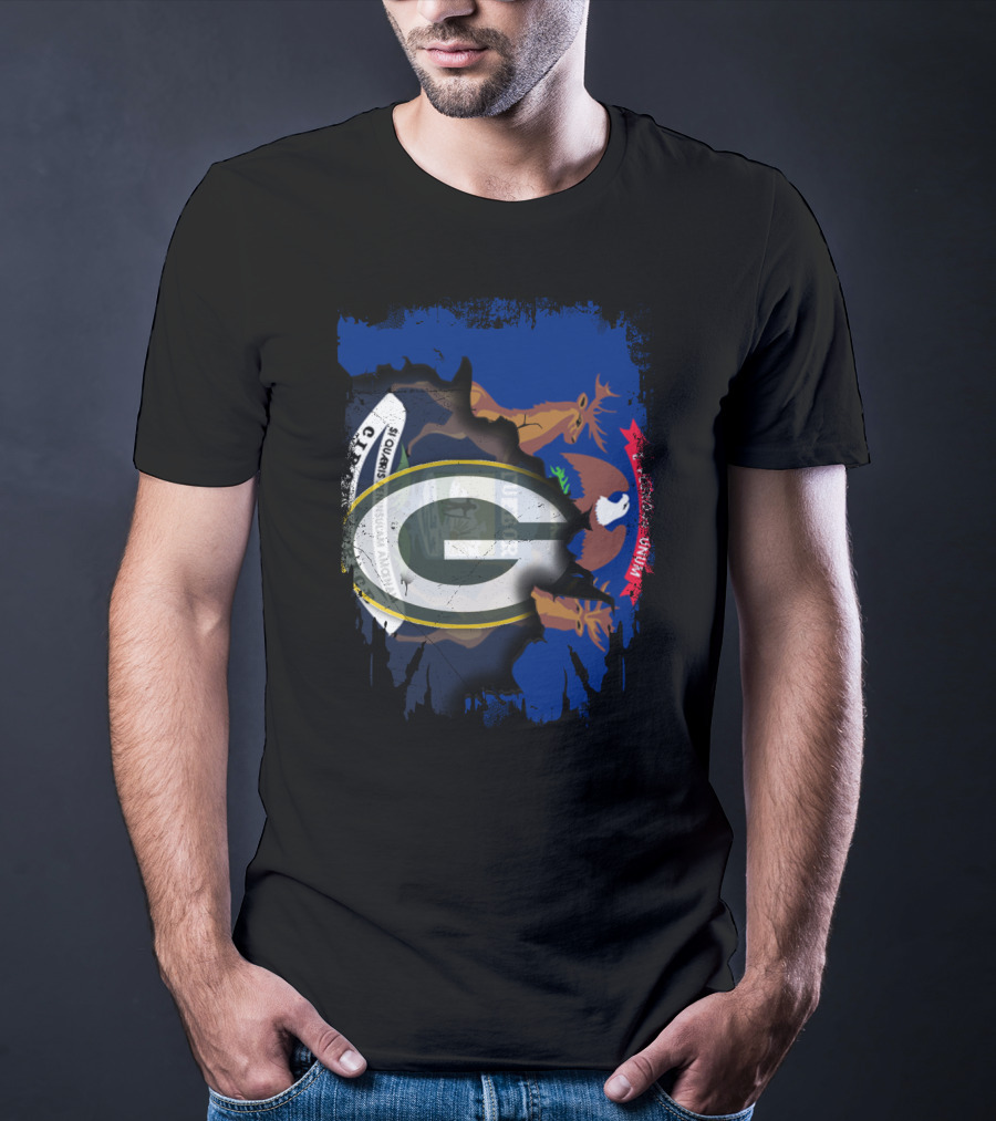 Michigan And Packers Unity With Iconic Symbol Integration T-Shirt