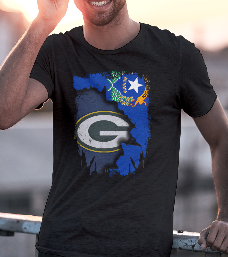 Nevada State Pride With Green Bay Packers Logo Fusion T-Shirt