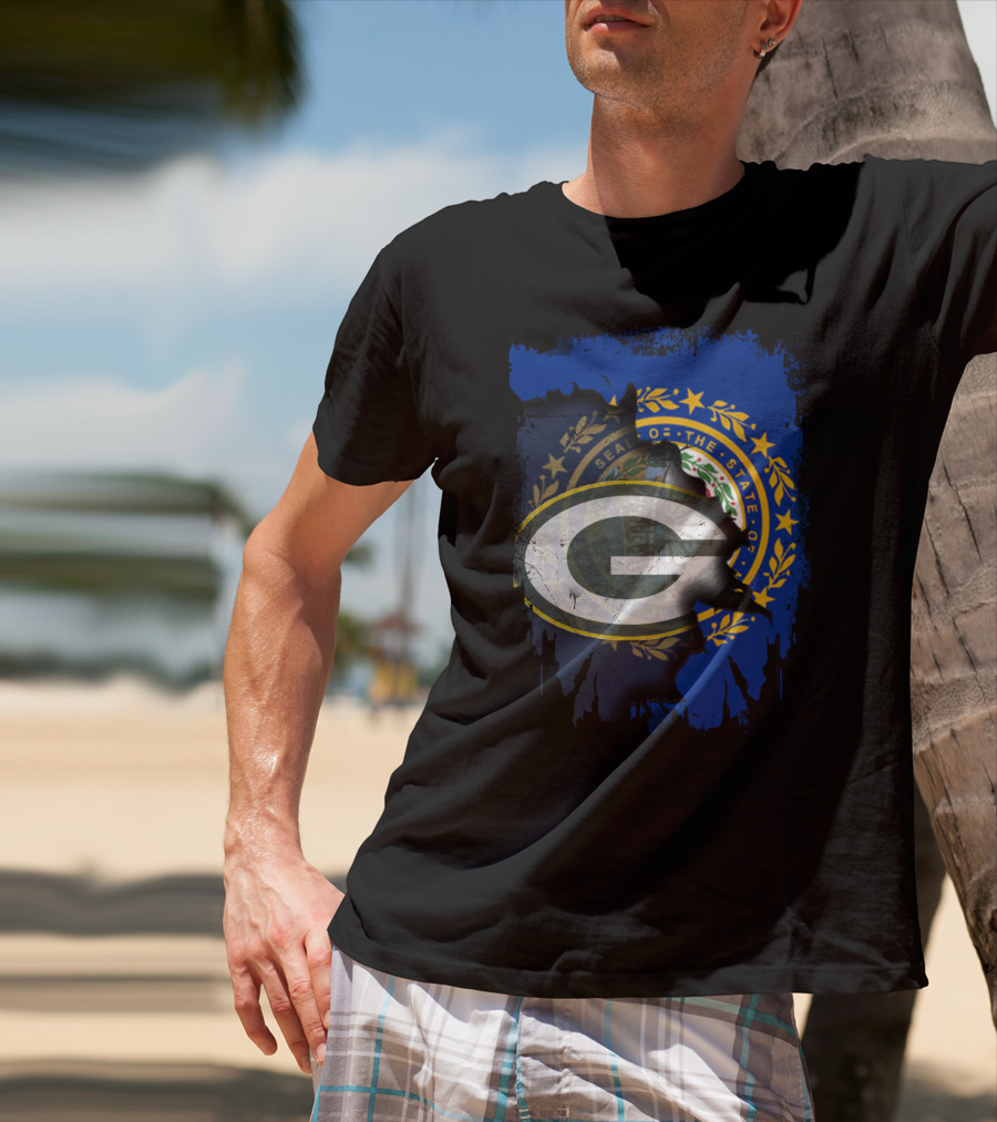 Together New Hampshire With Green Bay Packers State Seal Fusion T-Shirt