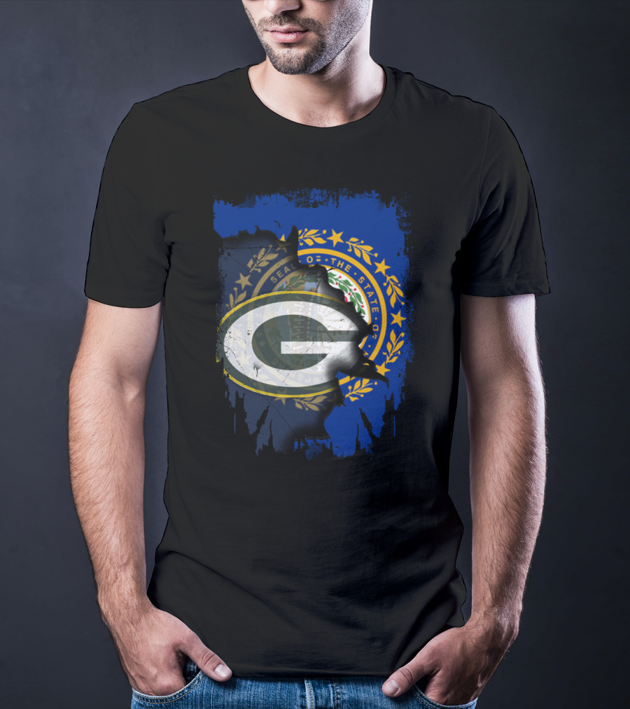 Together New Hampshire With Green Bay Packers State Seal Fusion T-Shirt