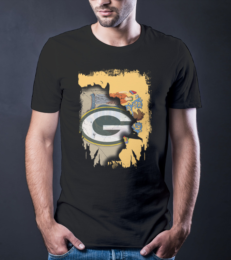 New Jersey State Coat Of Arms Overlay With Green Bay Packers T-Shirt