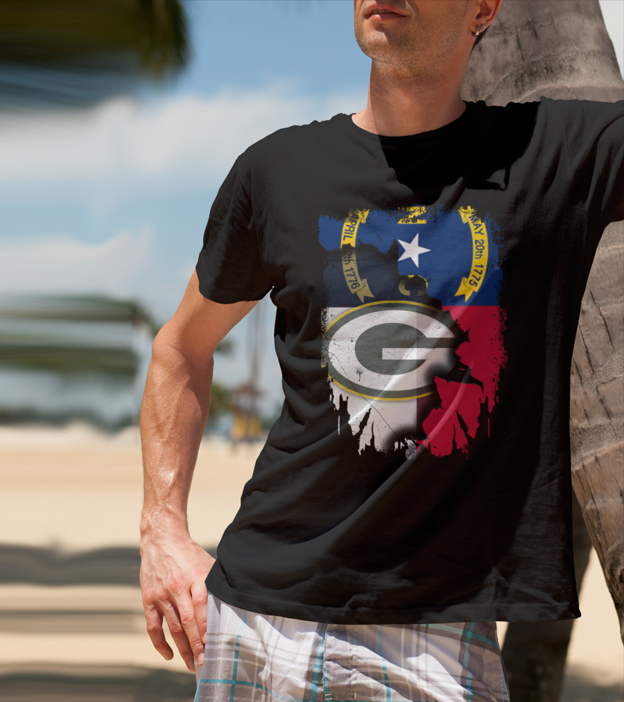 Together North Carolina Flag Green Bay Packers Collaboration T-Shirt