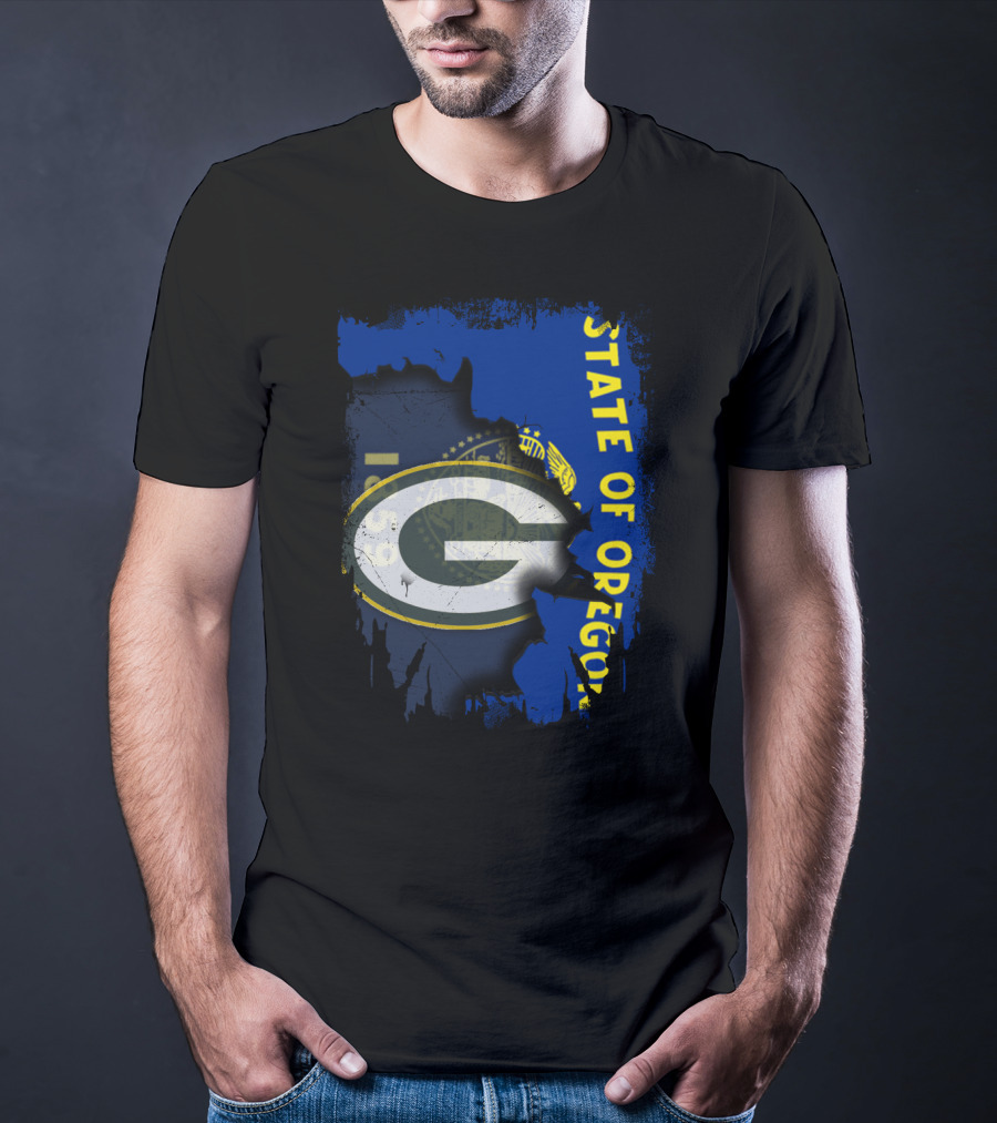 State Of Oregon Torn With Packers T-Shirt