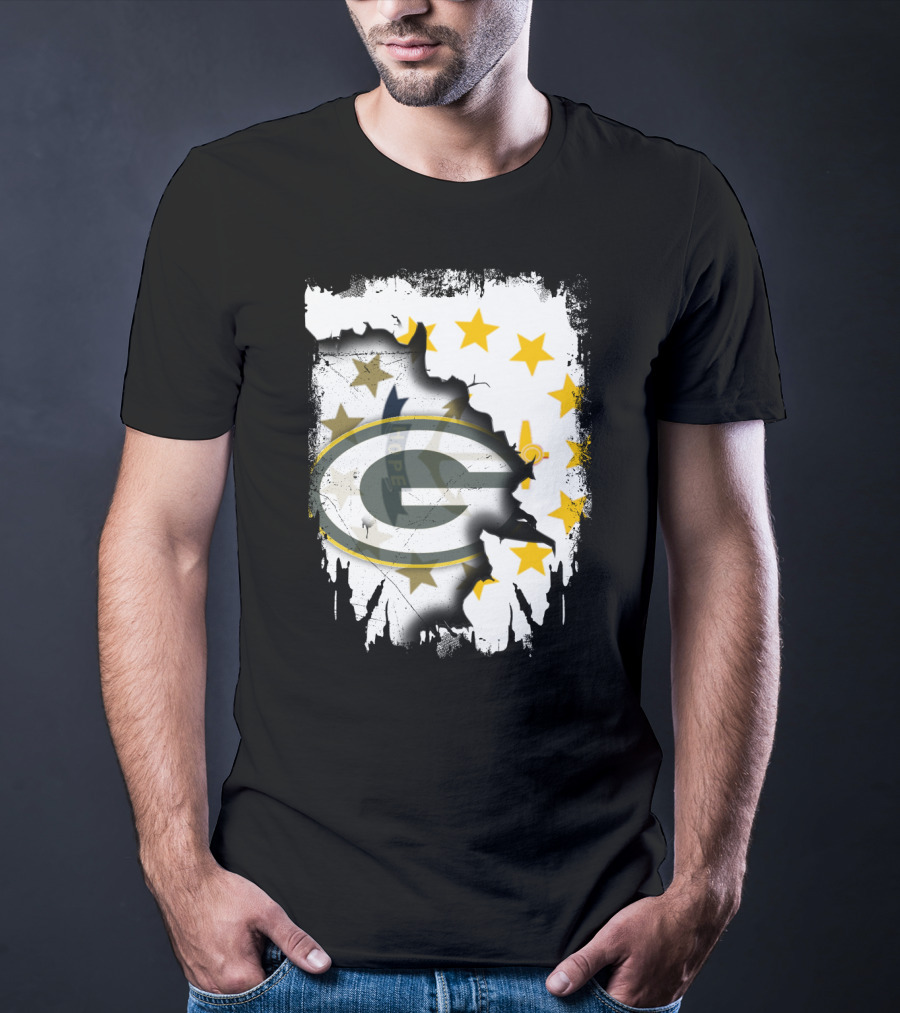 Together Rhode Island With Packers Stars Logo Fusion T-Shirt