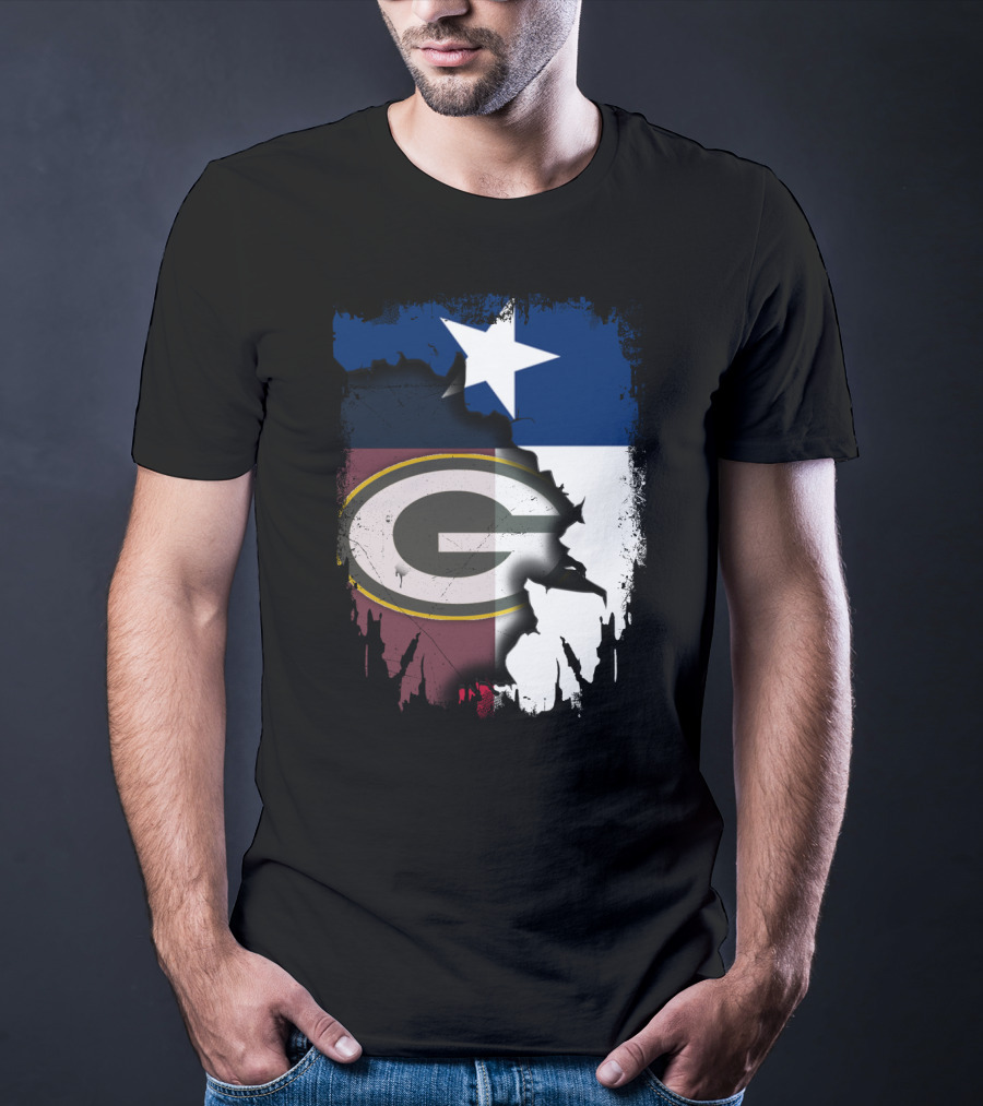Together Texas Green Bay Packers Star Lone Star Flag T-Shirt