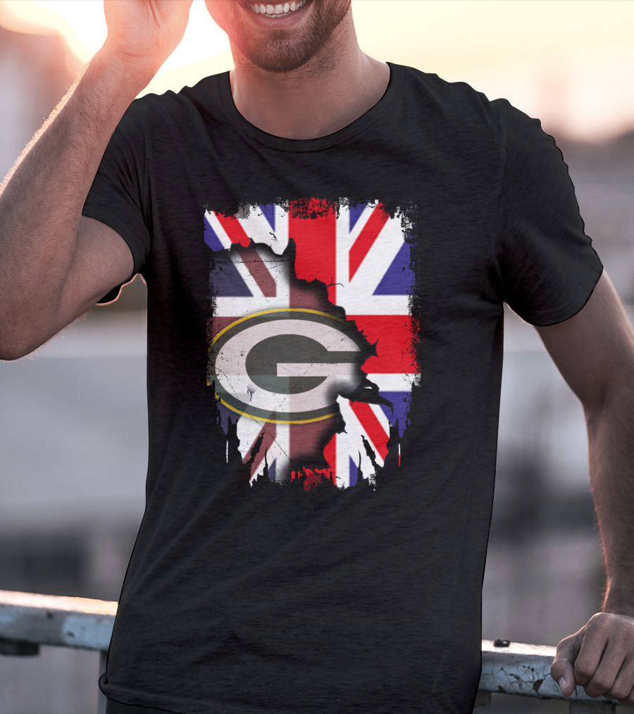 United Kingdom Union Jack With Green Bay Packers T-Shirt