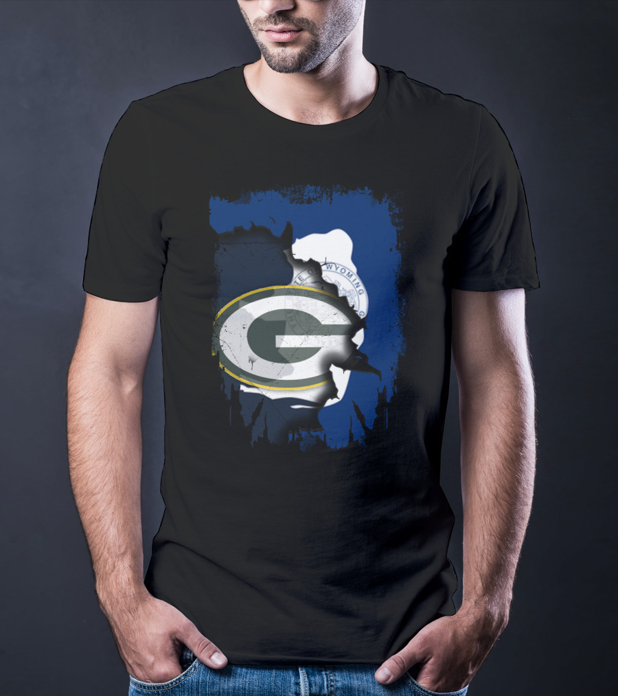 Wyoming State And Green Bay Packers Fusion T-Shirt