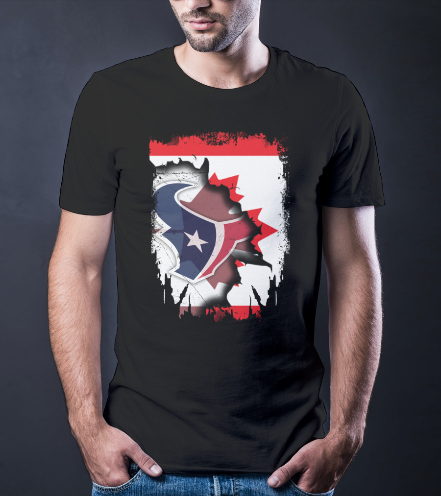 Together Canada With Texans Houston Football Emblem And Canadian Flag Integration T-Shirt