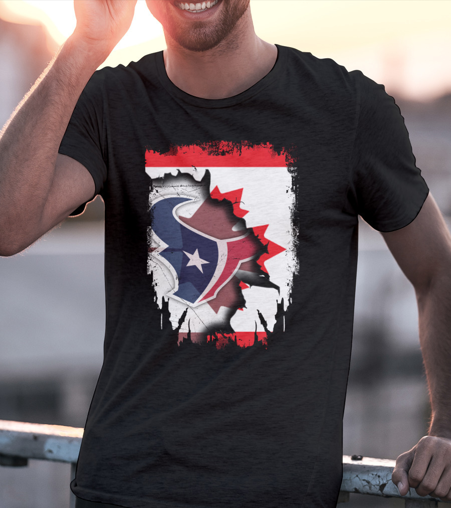 Together Canada With Texans Houston Football Emblem And Canadian Flag Integration T-Shirt