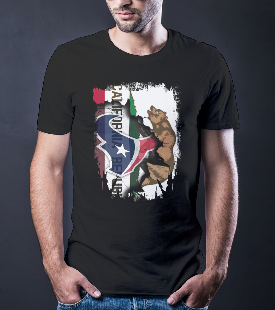 California Republic Meets Texas Emblem With Bear And Lone Star Fusion T-Shirt