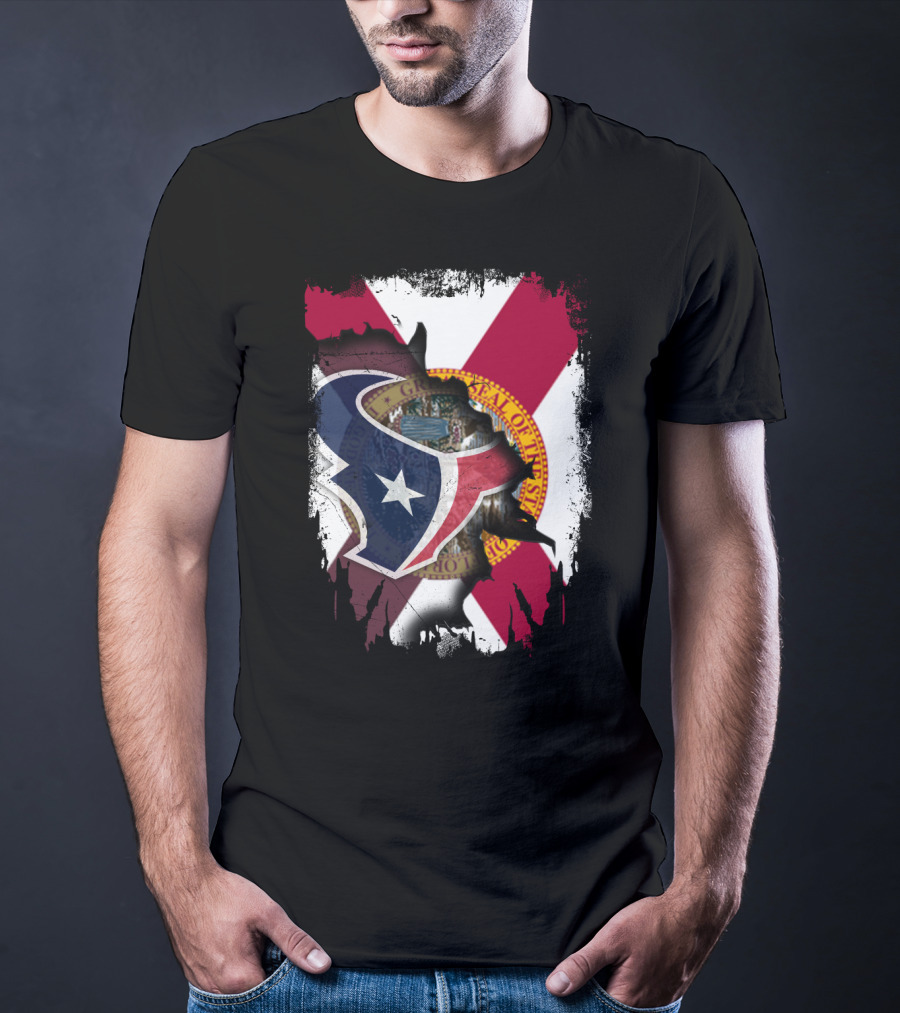 Florida Flag With Houston Texans Logo Fusion T-Shirt