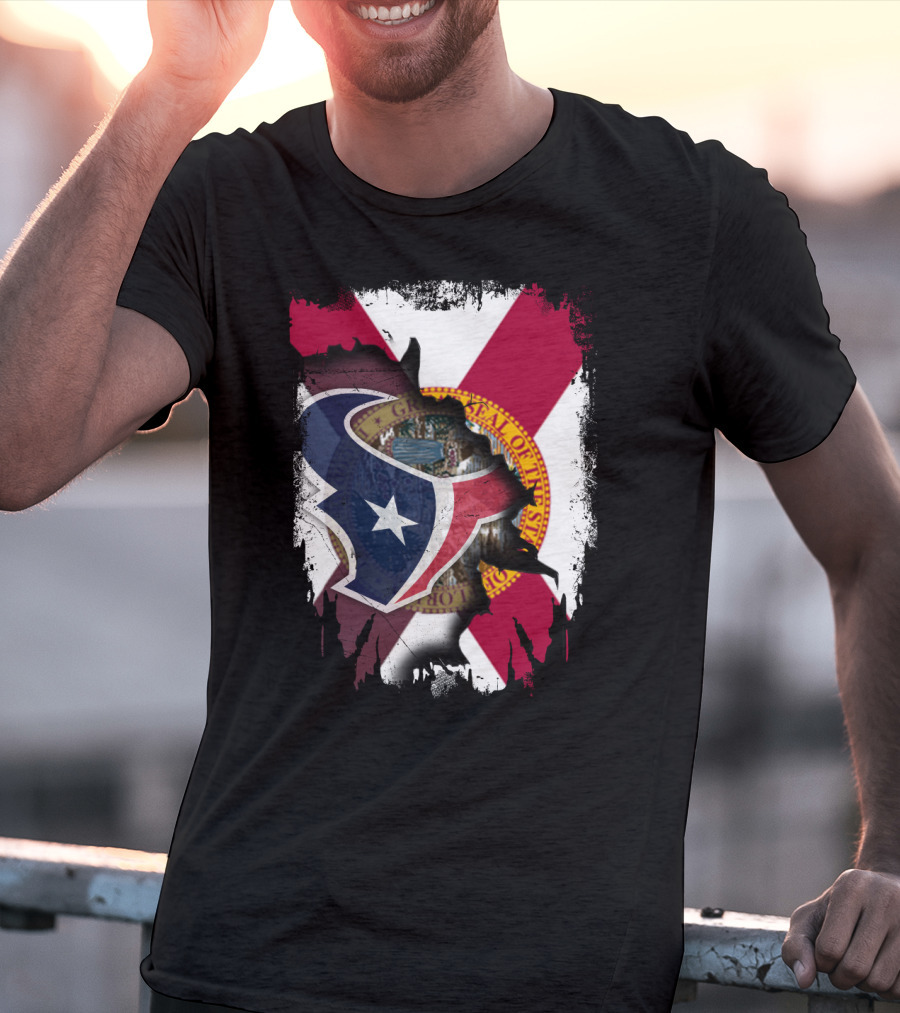 Florida Flag With Houston Texans Logo Fusion T-Shirt