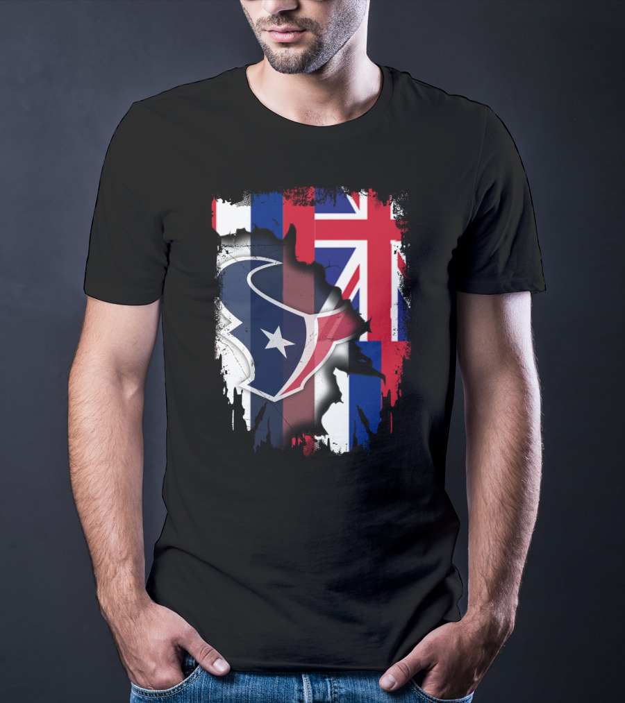 Hawaii Together With Texans Flag And Logo Collaboration T-Shirt