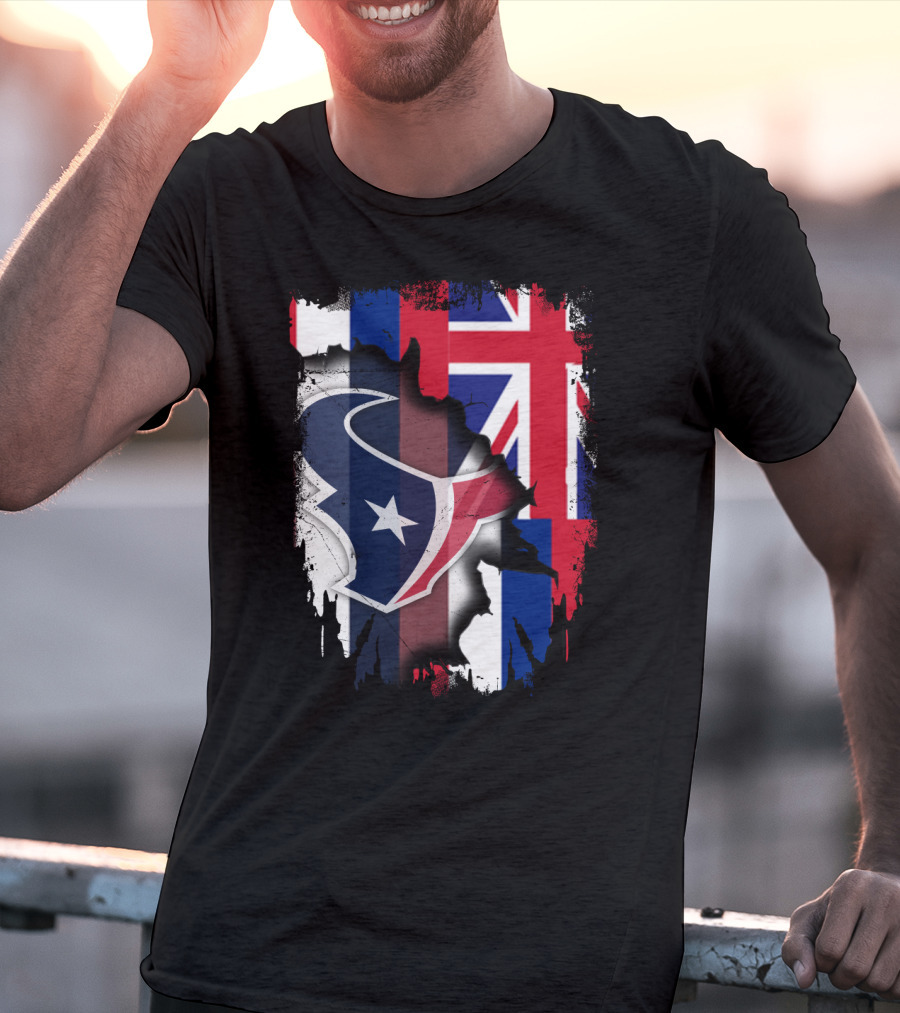 Hawaii Together With Texans Flag And Logo Collaboration T-Shirt