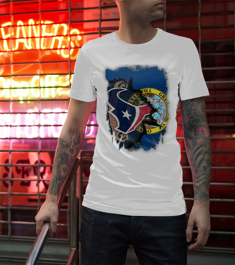 Idaho State Seal And Houston Texans Logo Fusion T-Shirt