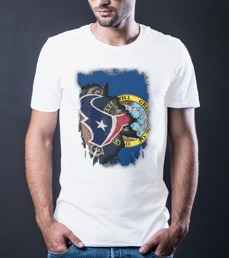 Idaho State Seal And Houston Texans Logo Fusion T-Shirt