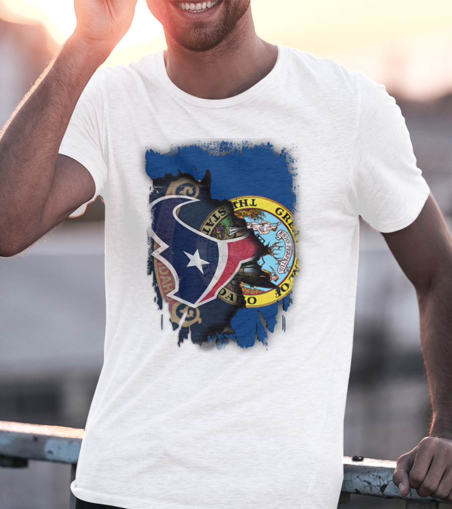 Idaho State Seal And Houston Texans Logo Fusion T-Shirt