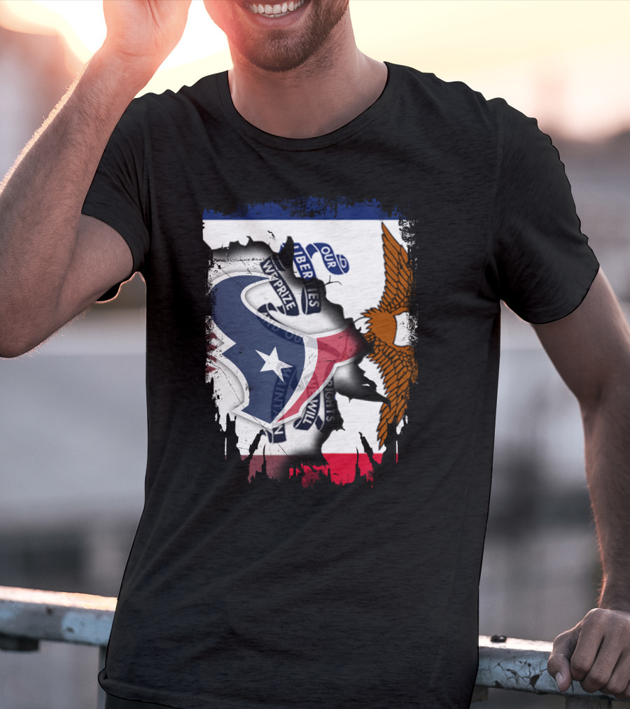 Iowa Flag And Texas Texans Symbol Unity T-Shirt