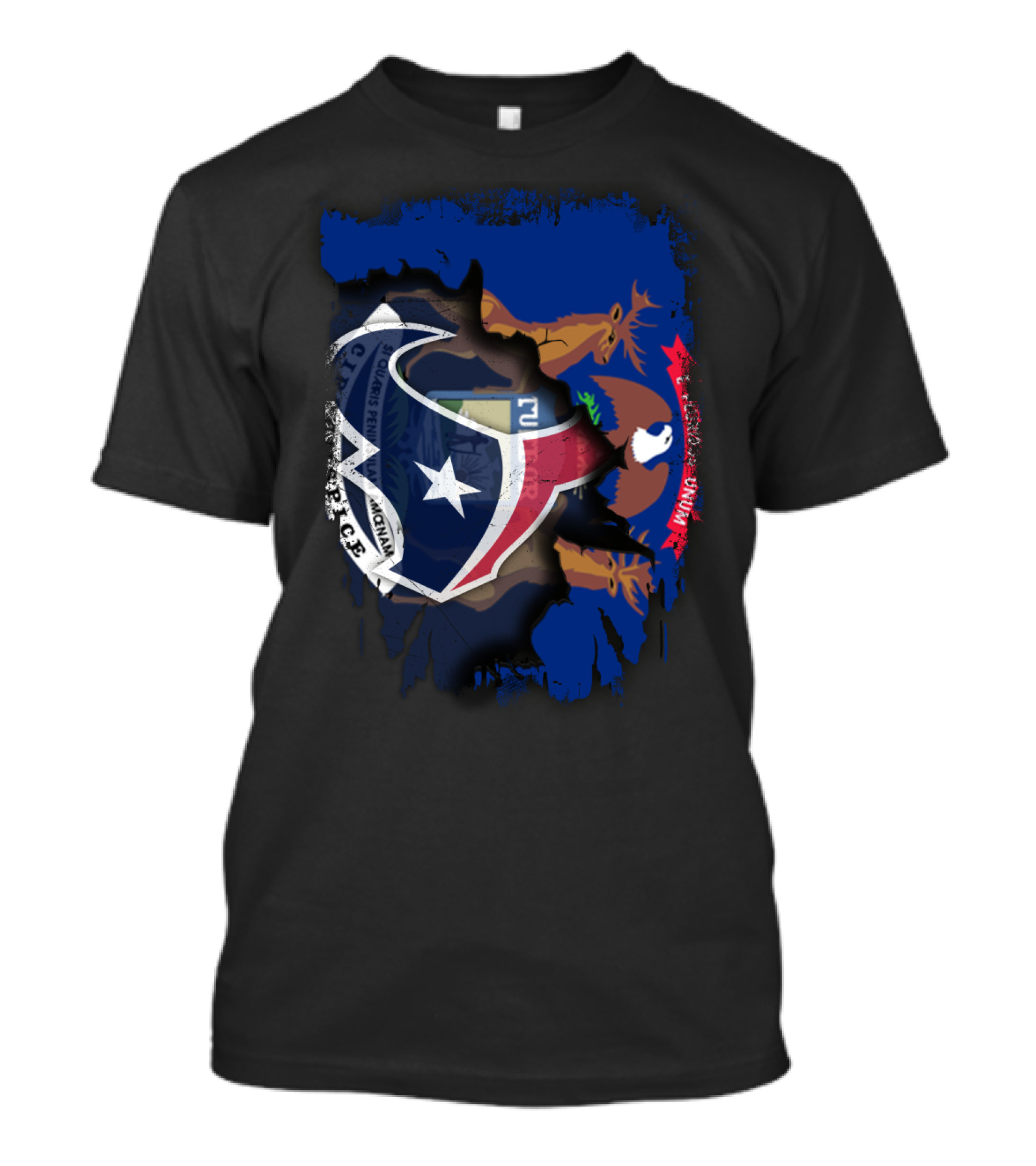 Michigan Texas Alliance With Texan And Michigan Flags T-Shirt