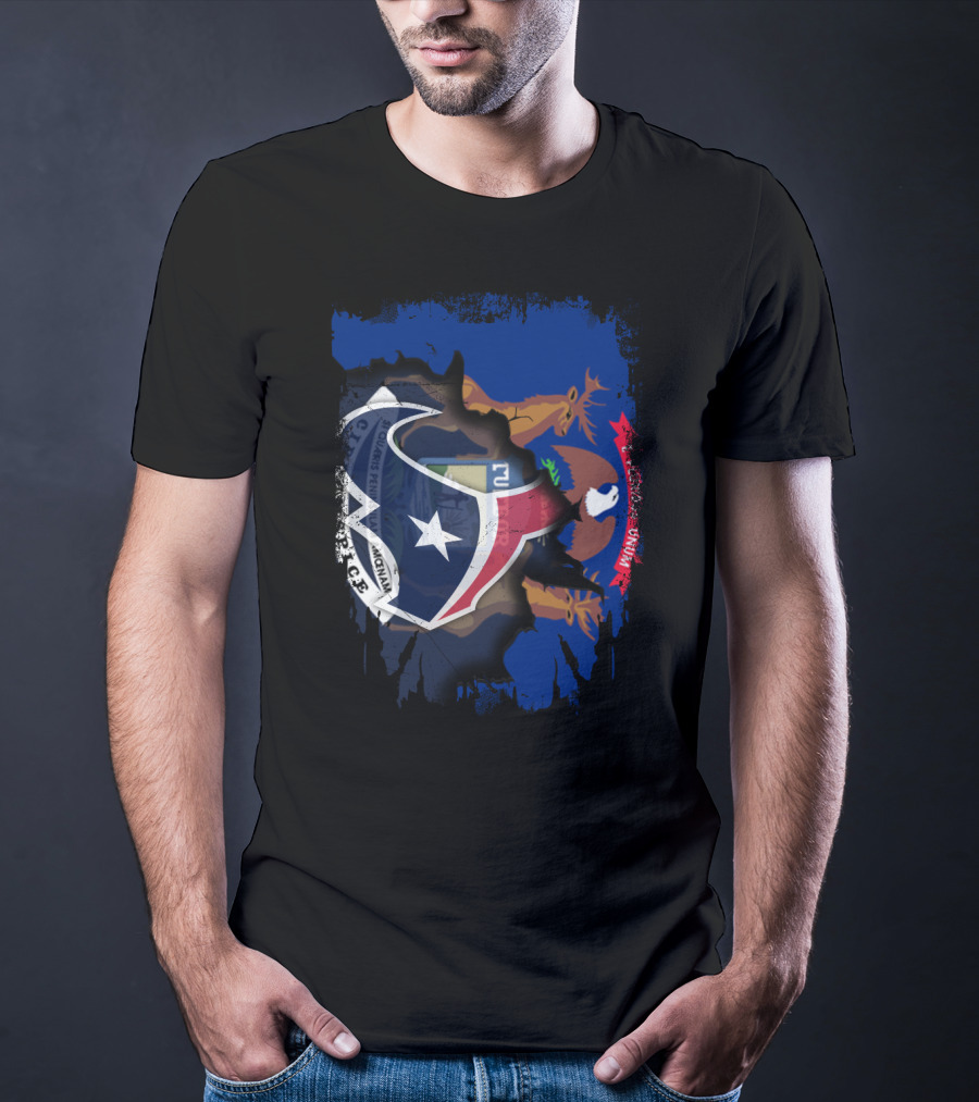 Michigan Texas Alliance With Texan And Michigan Flags T-Shirt