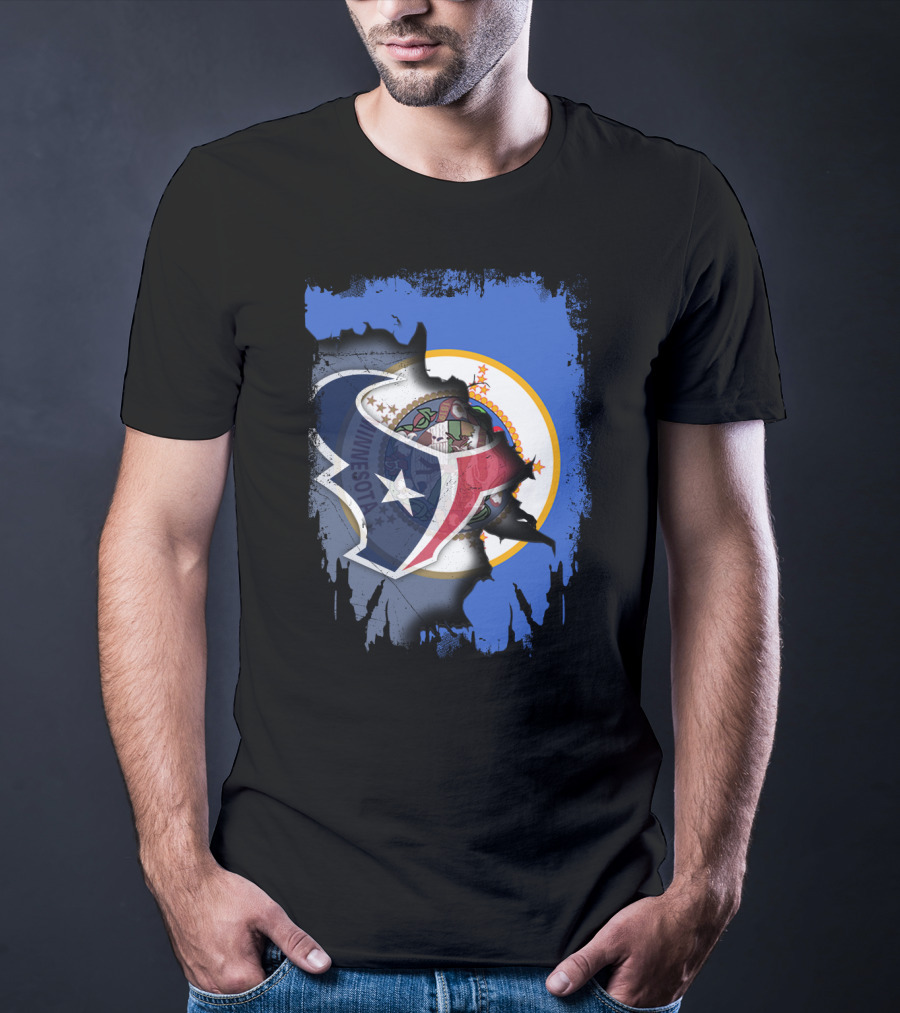 Minnesota And Texans United: Shield And Seal Fusion T-Shirt