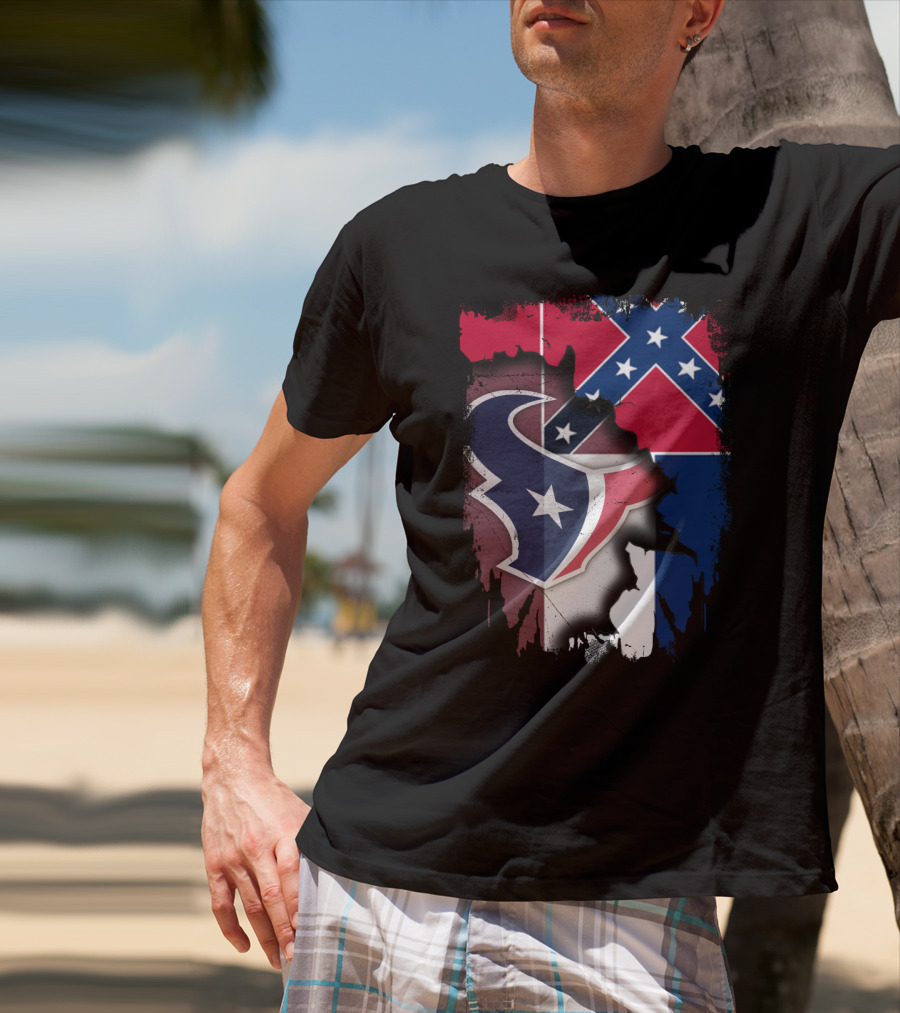 Mississippi Flags And Texans NFL Logo Integration T-Shirt