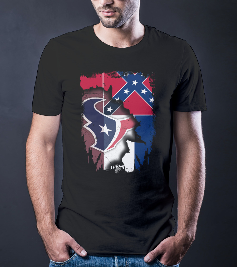 Mississippi Flags And Texans NFL Logo Integration T-Shirt