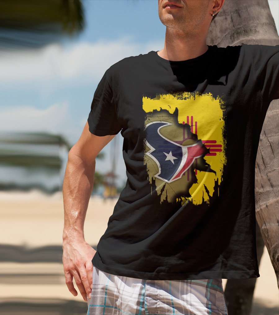 New Mexico And Texas Unite With Texans Football Logo On Zia T-Shirt