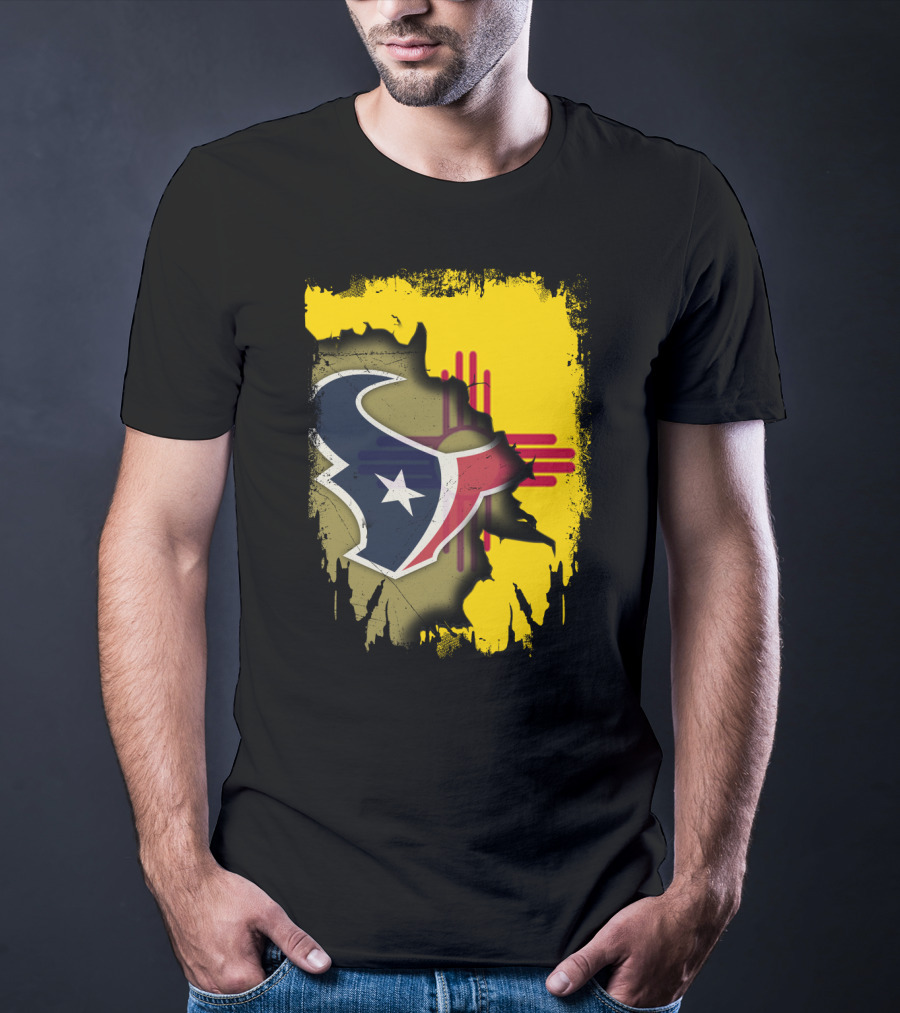 New Mexico And Texas Unite With Texans Football Logo On Zia T-Shirt