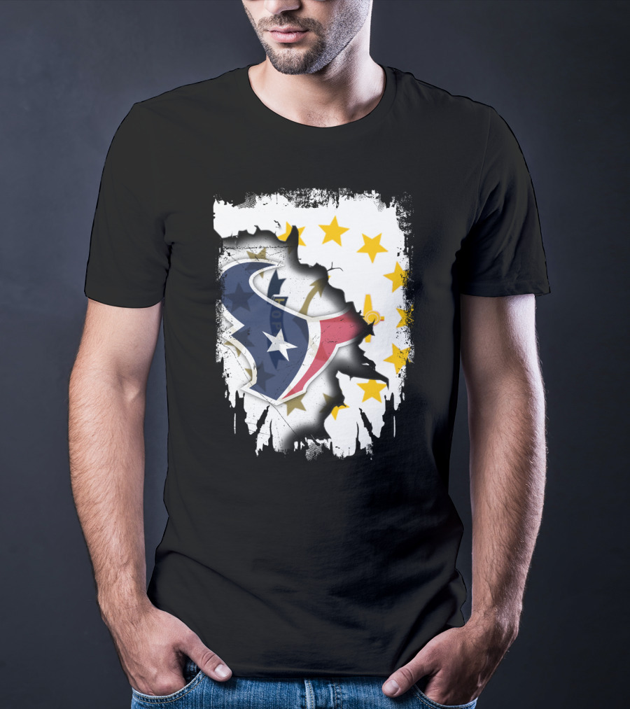 Rhode Island And Texans Star Logo Merge With Together T-Shirt