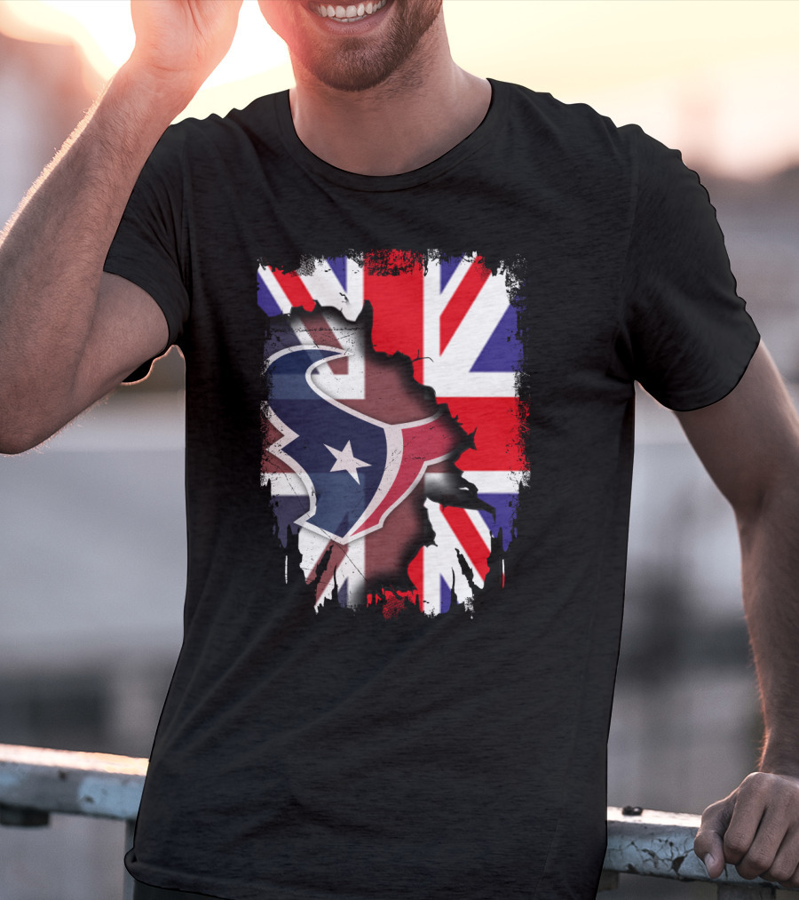 United Kingdom Flag With Texans Football Logo Fusion T-Shirt