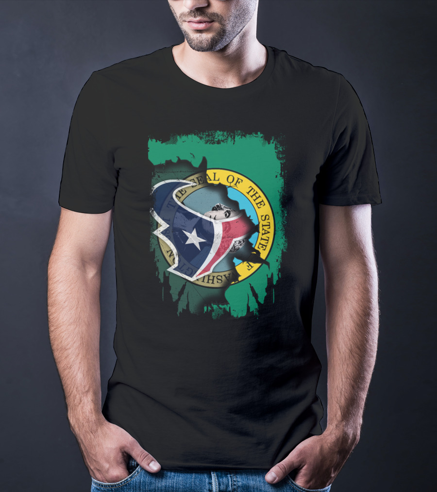 Washington State Seal Combined With Texans Logo Together T-Shirt