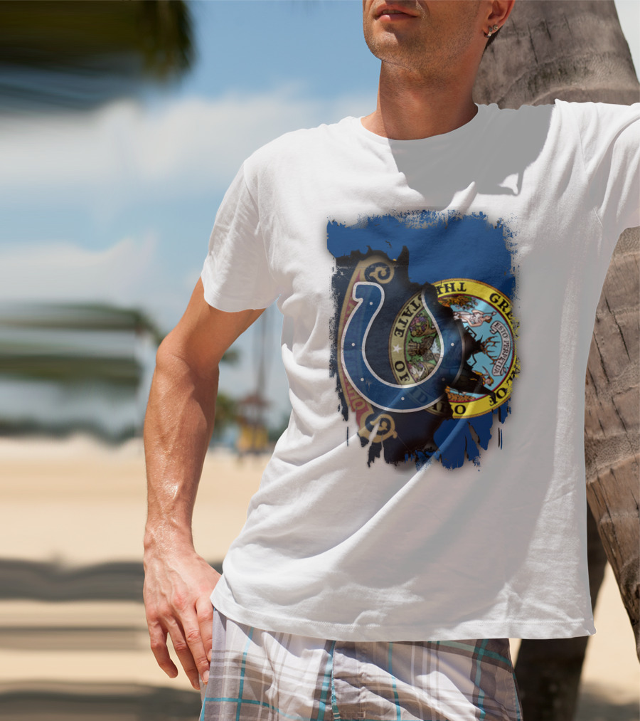 Idaho State Flag And Colts Horseshoe United T-Shirt