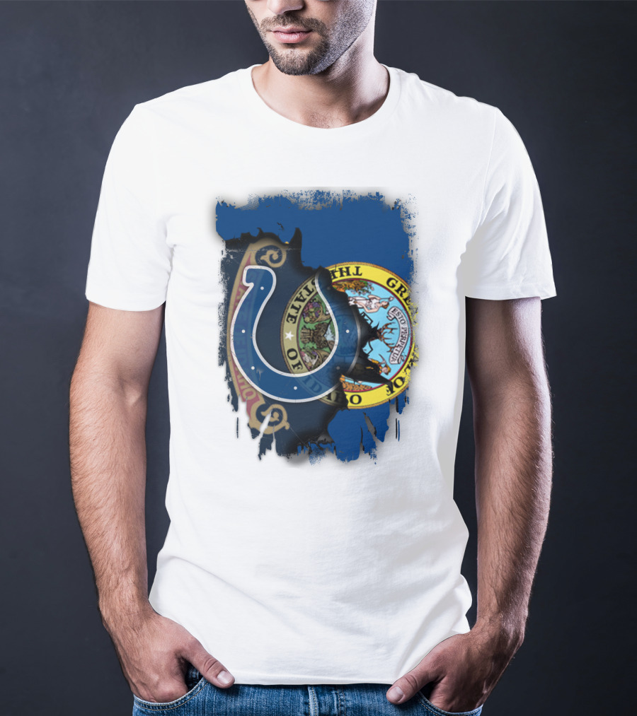 Idaho State Flag And Colts Horseshoe United T-Shirt